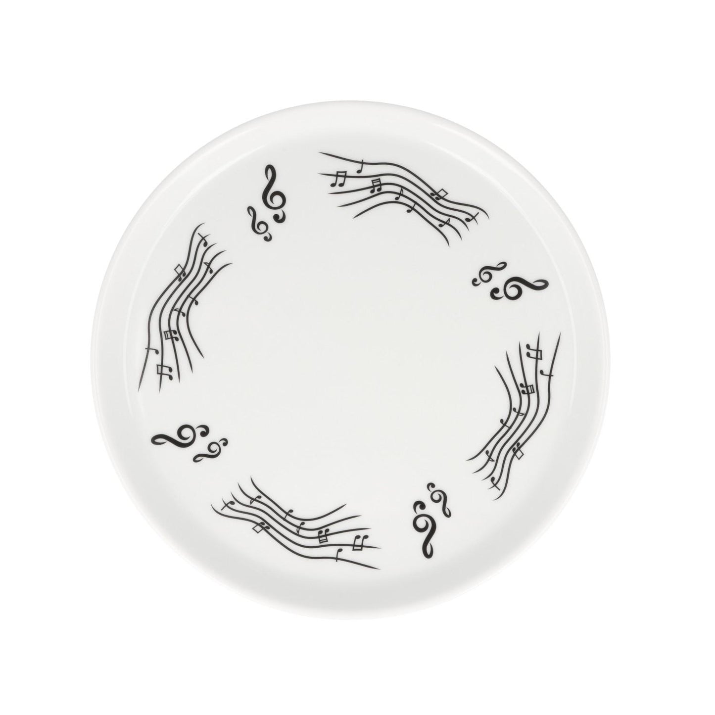 Plate with treble clef and music line design