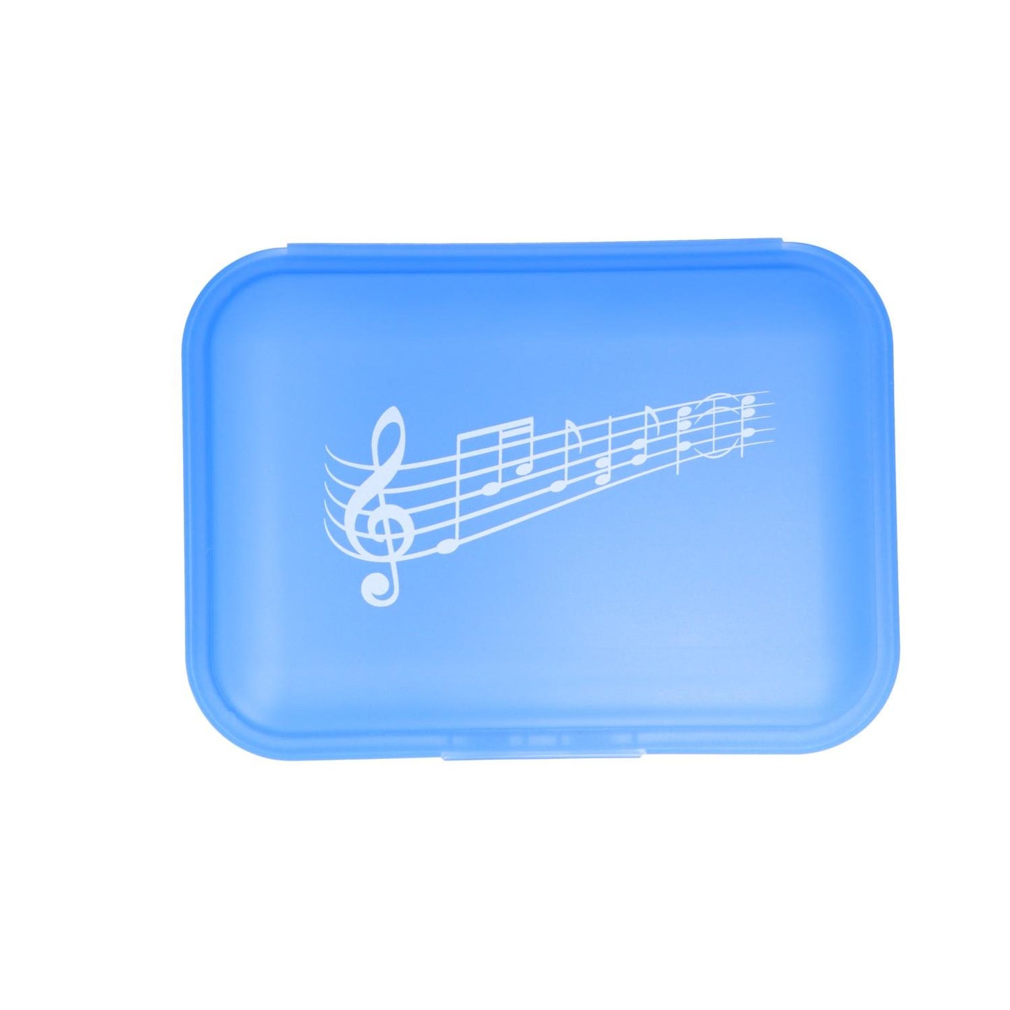 Lunch box with click closure and music note print, 3 colors