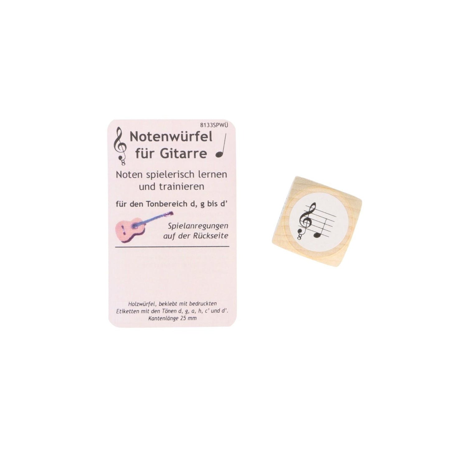 Notenwürfel für Gitarre, d, g bis d', Konzertgitarre