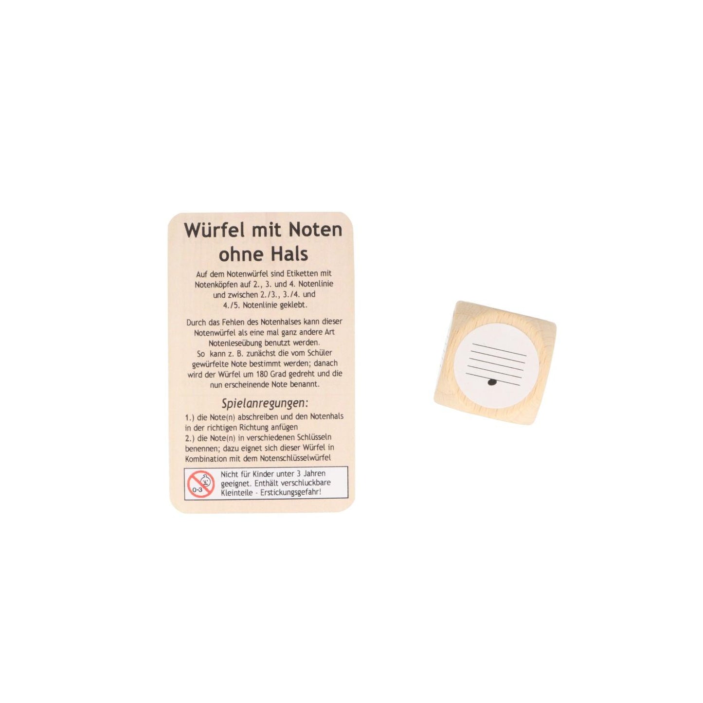 Notenwürfel für Noten ohne Hals, Notenlehre