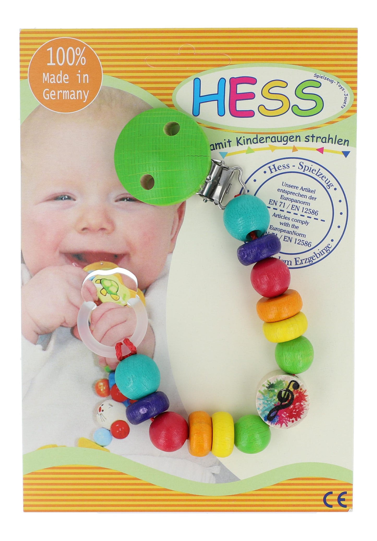 colorful pacifier chain with treble clef