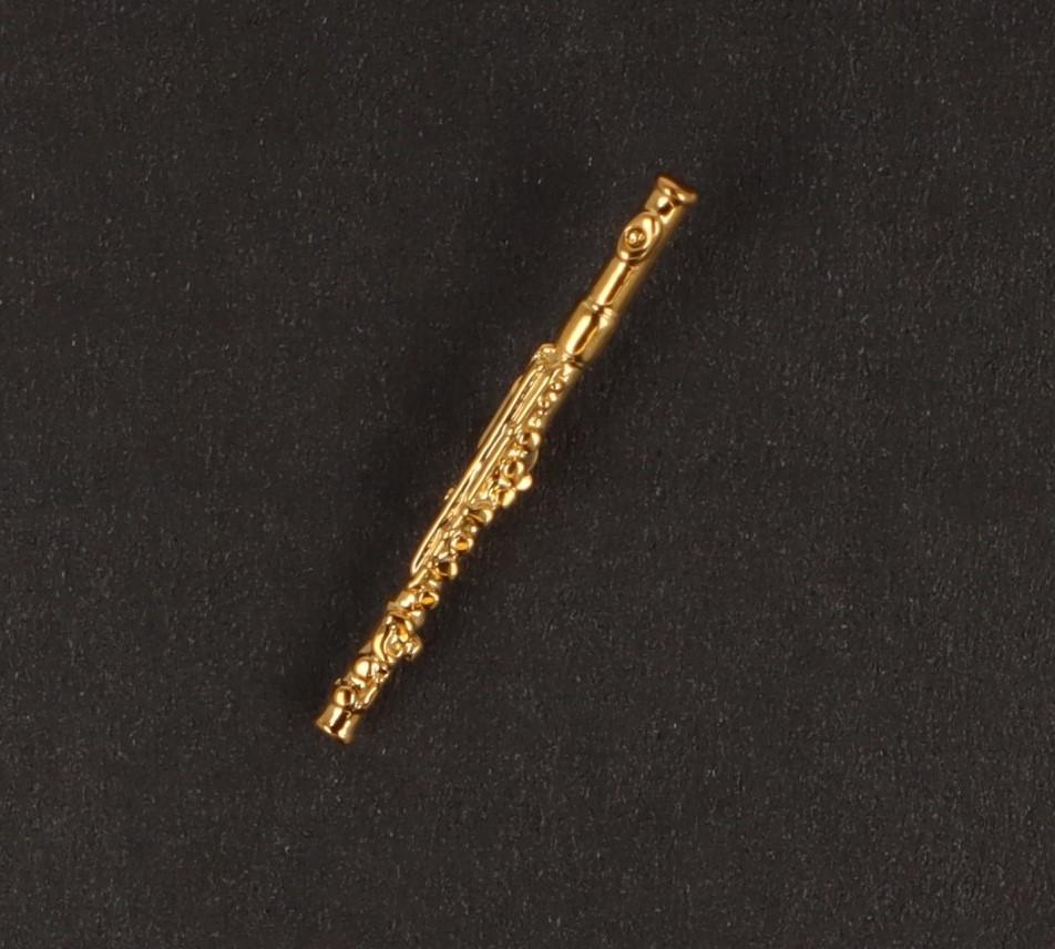 Querflöte-Pin, vergoldet