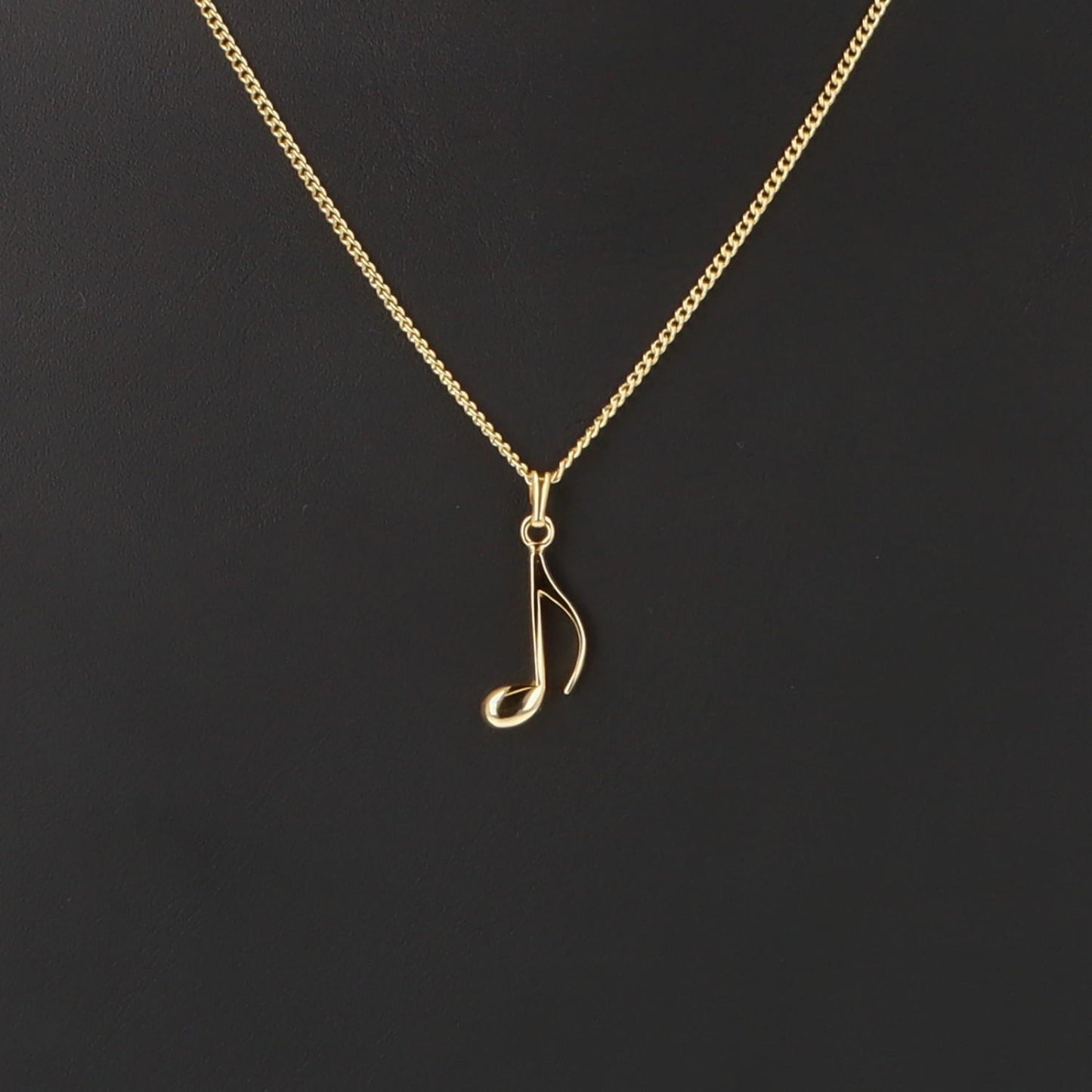 Eighth note pendant, with chain, silver or gold plated, note