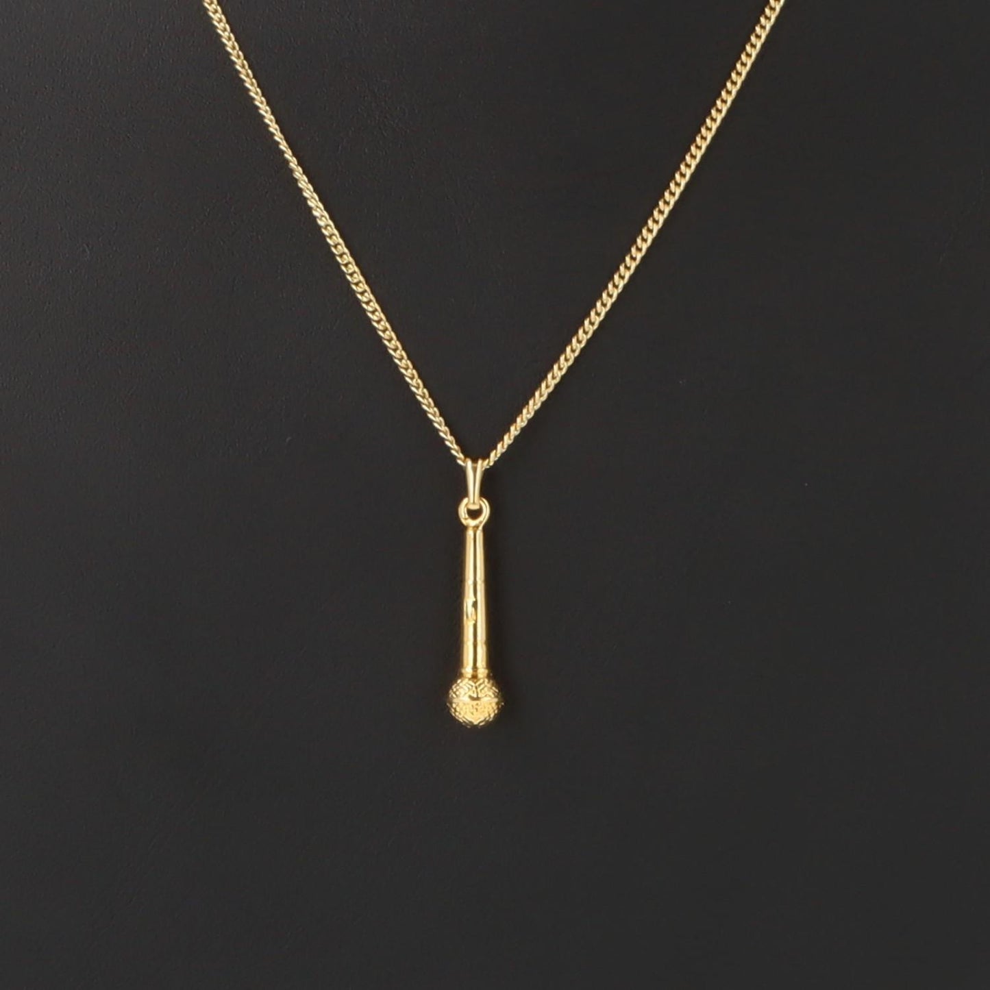 Microphone pendant, with chain, silver-plated or gold-plated