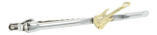 silberne Krawattenklammer mit goldener E-Gitarre