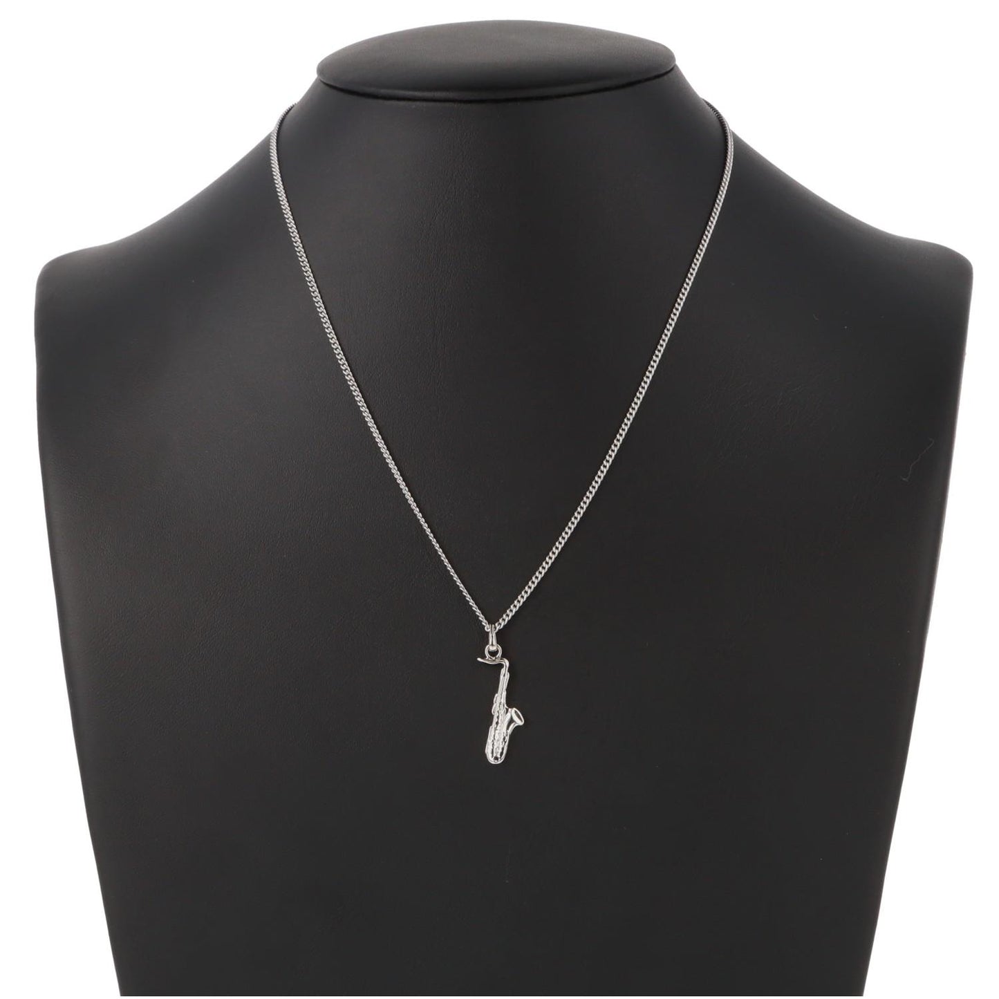 Saxophone pendant, with chain, silver-plated or gold-plated