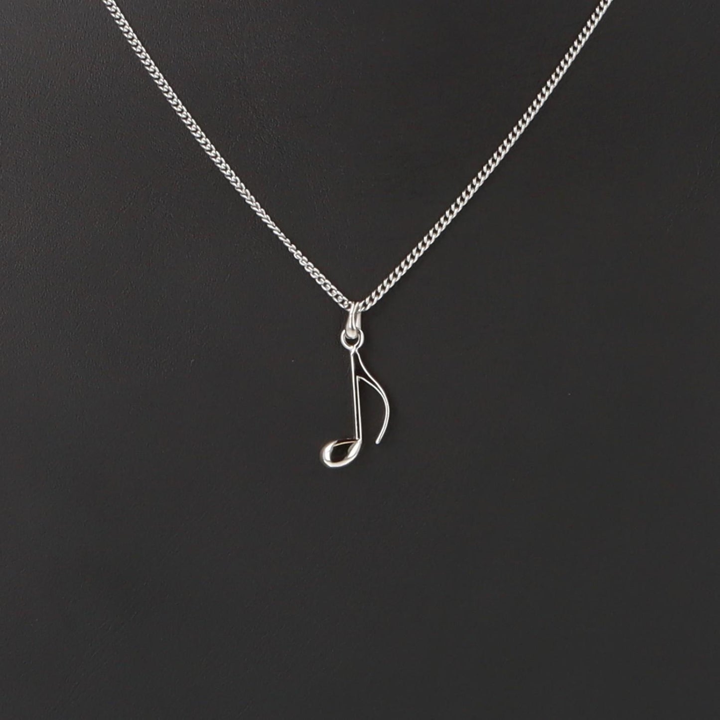 Eighth note pendant, with chain, silver or gold plated, note