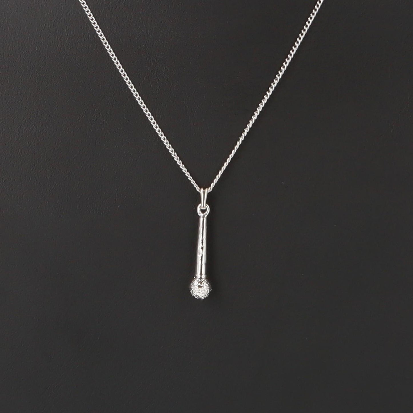 Microphone pendant, with chain, silver-plated or gold-plated