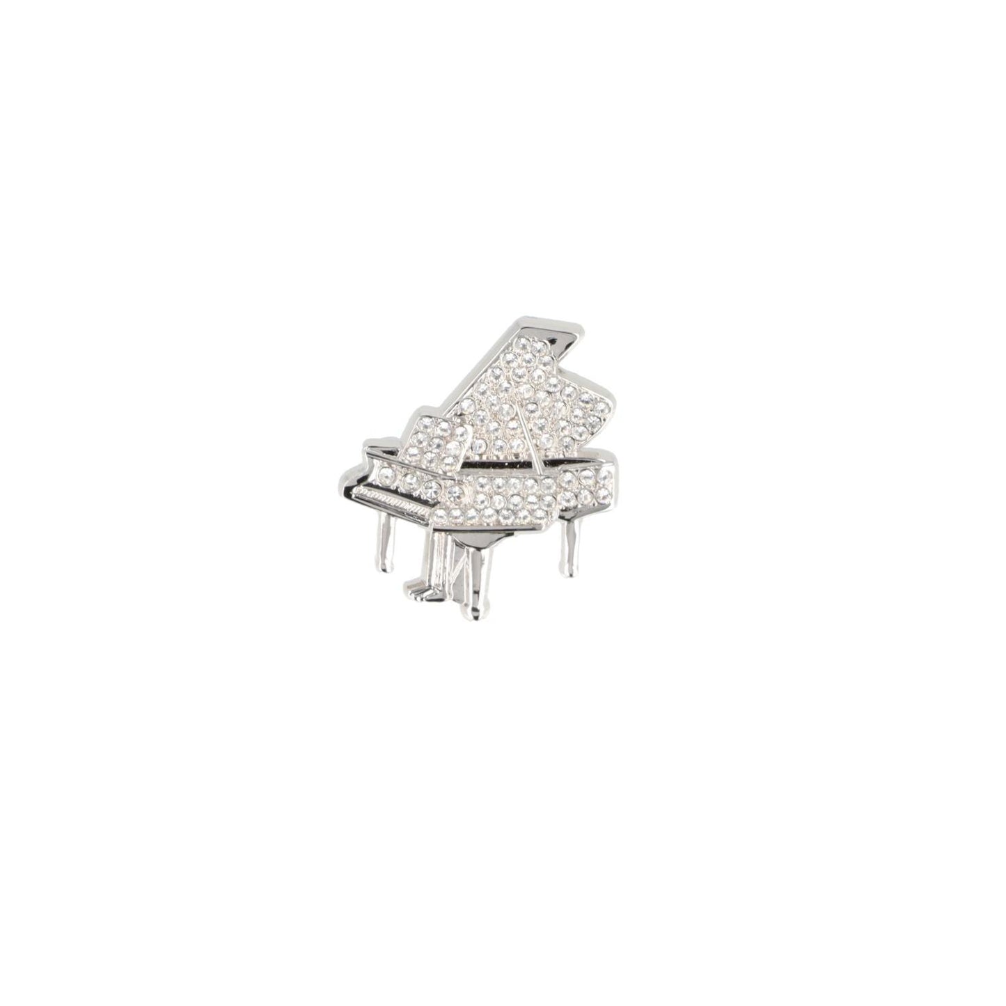 Brosche Piano mit Schmucksteinen in Geschenkbox, Farbe silber