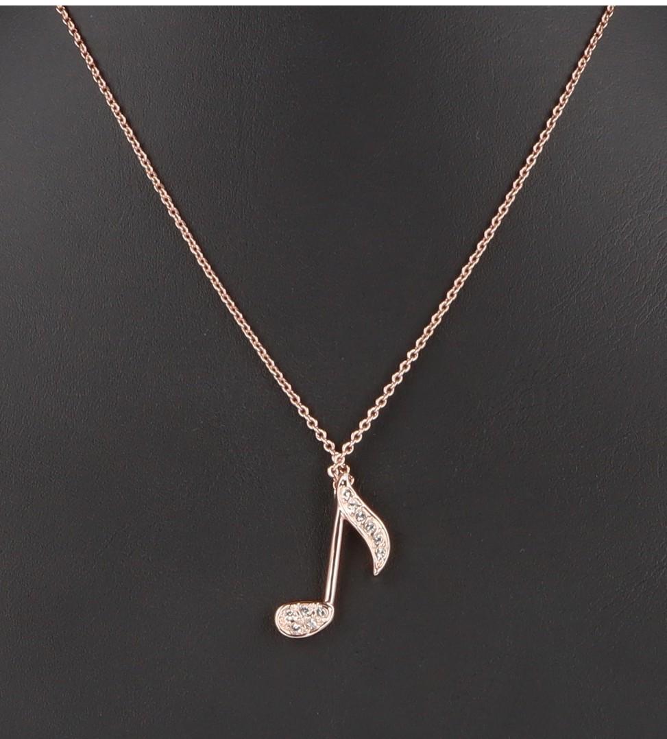 Pendant with chain "Strauss Note" in rose gold with crystals