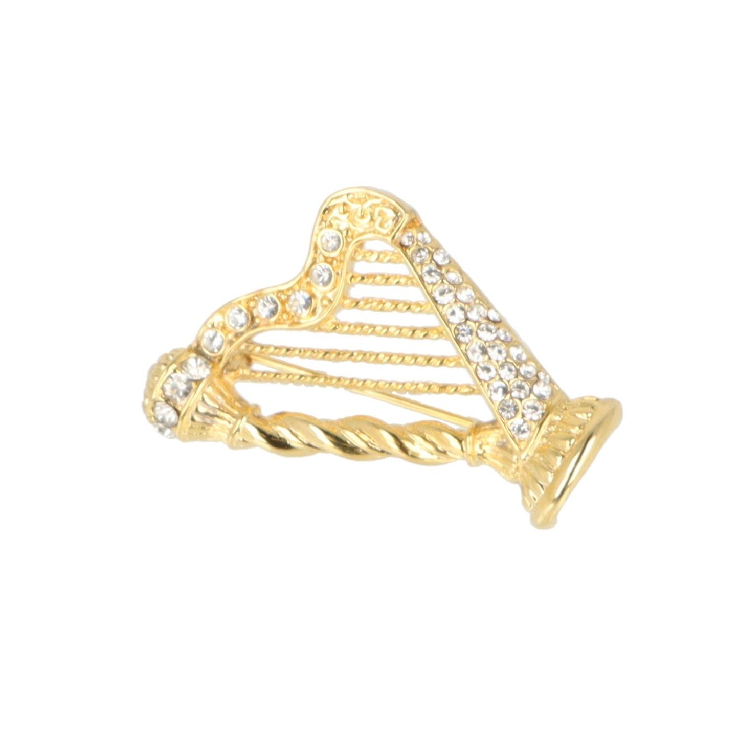 Brosche Harfe mit Schmucksteinen in Geschenkbox, Farbe gold oder silber