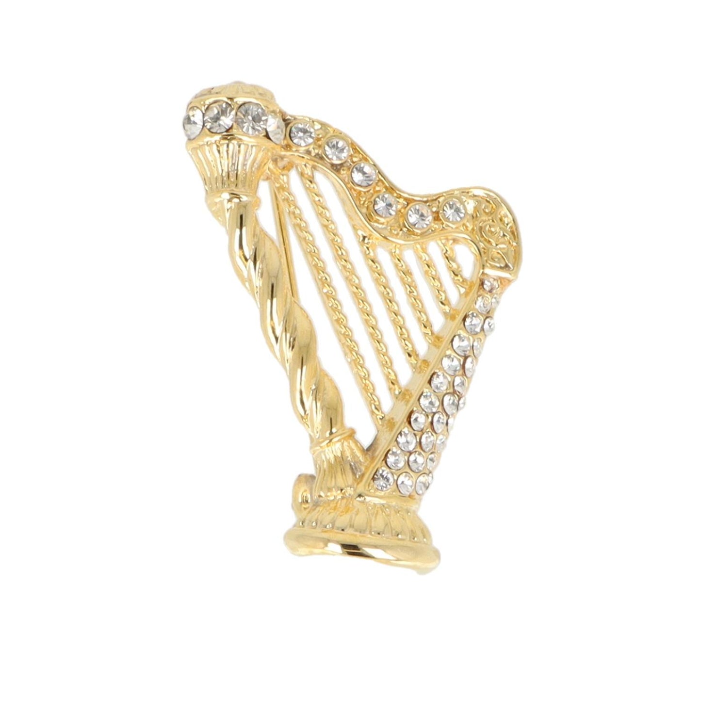 Brosche Harfe mit Schmucksteinen in Geschenkbox, Farbe gold oder silber
