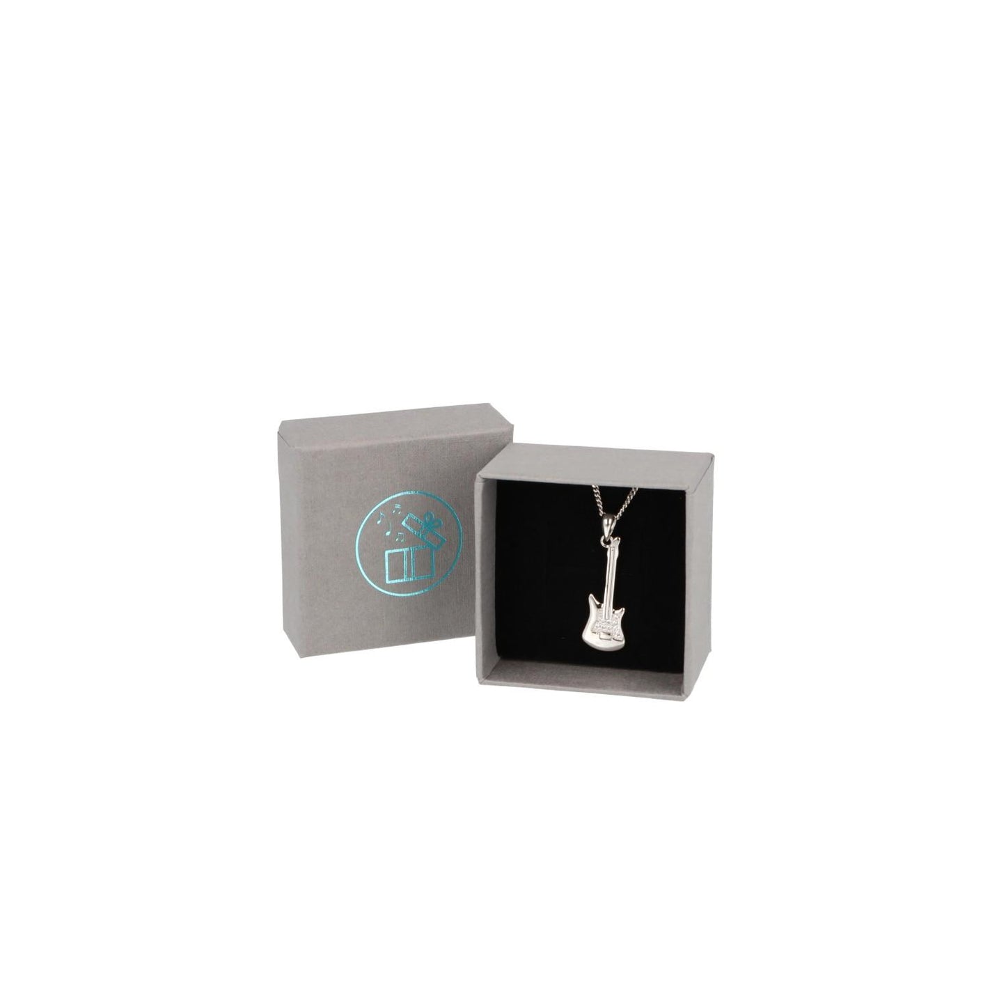 925 Sterling Silber E-Gitarre-Anhänger mit Kette in Geschenkbox