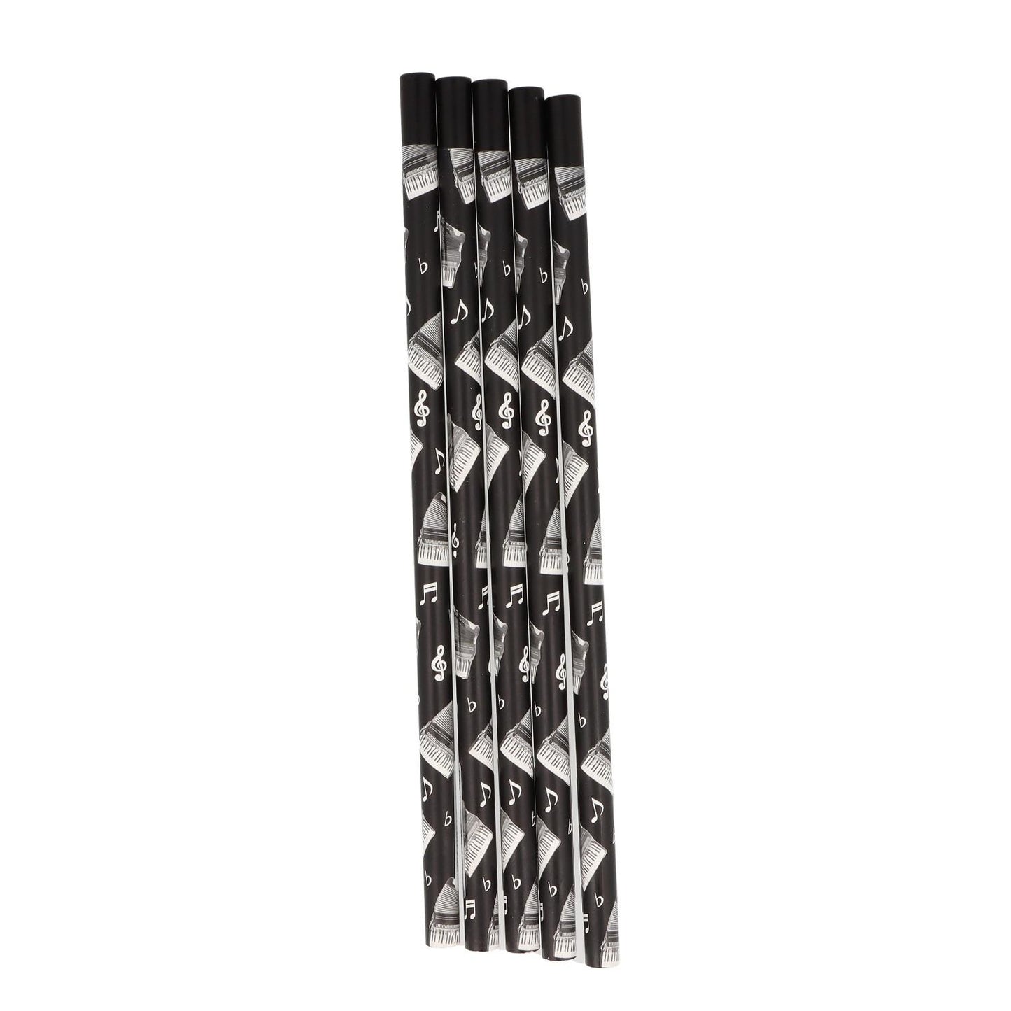 Pencils in black with musical motifs and magnetic head