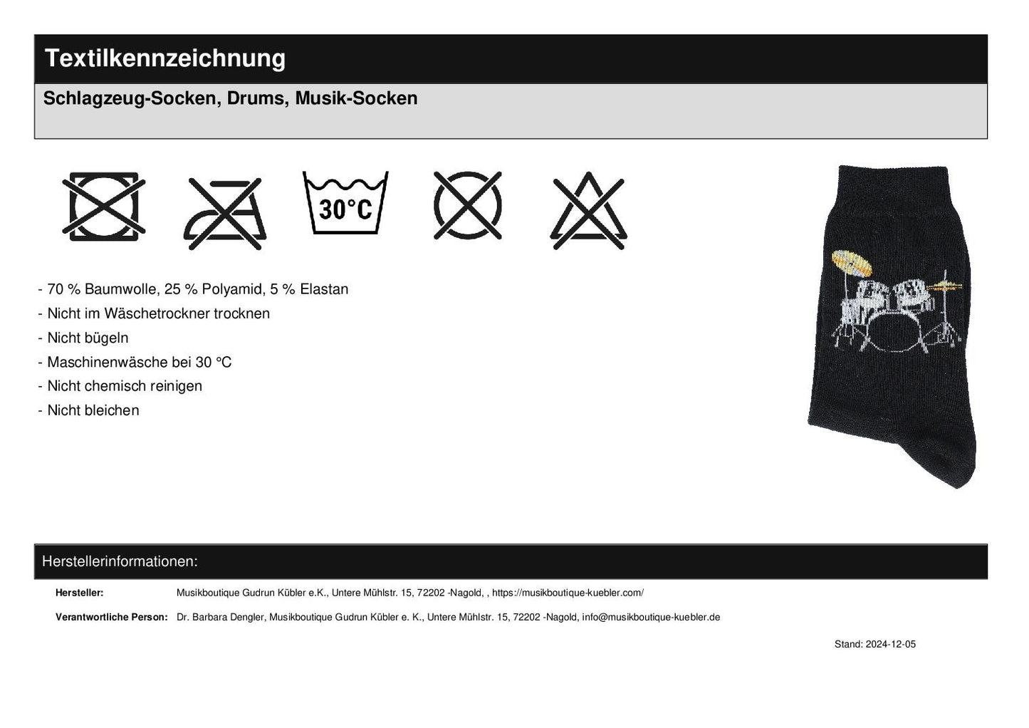 Schlagzeug-Socken, Drums, Musik-Socken