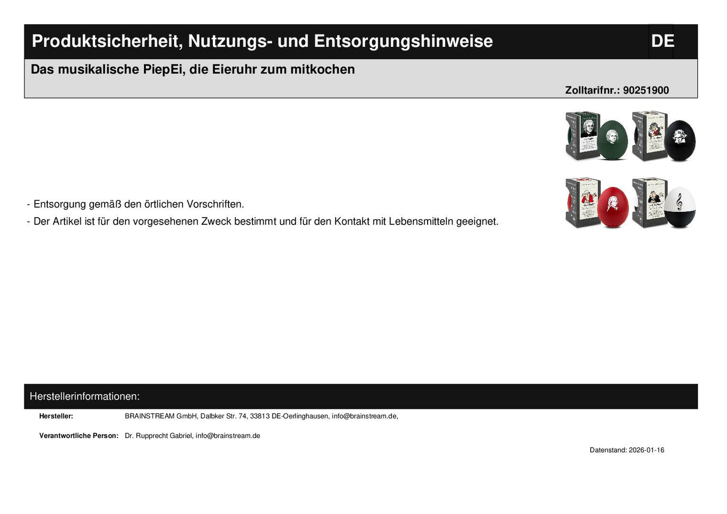 Das musikalische PiepEi, die Eieruhr zum mitkochen