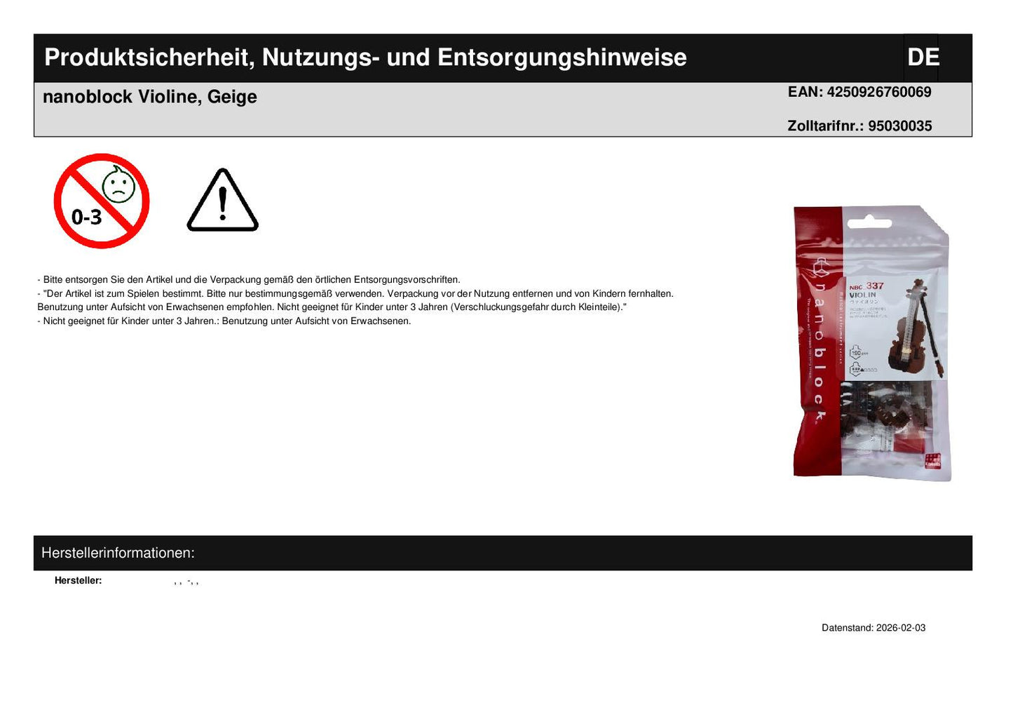 nanoblock Violine, Geige