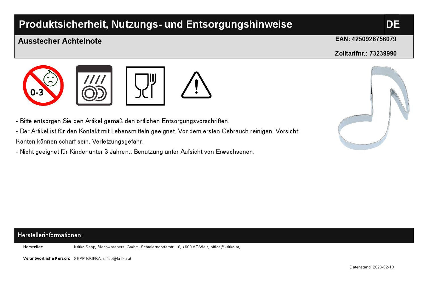 Ausstecher Achtelnote