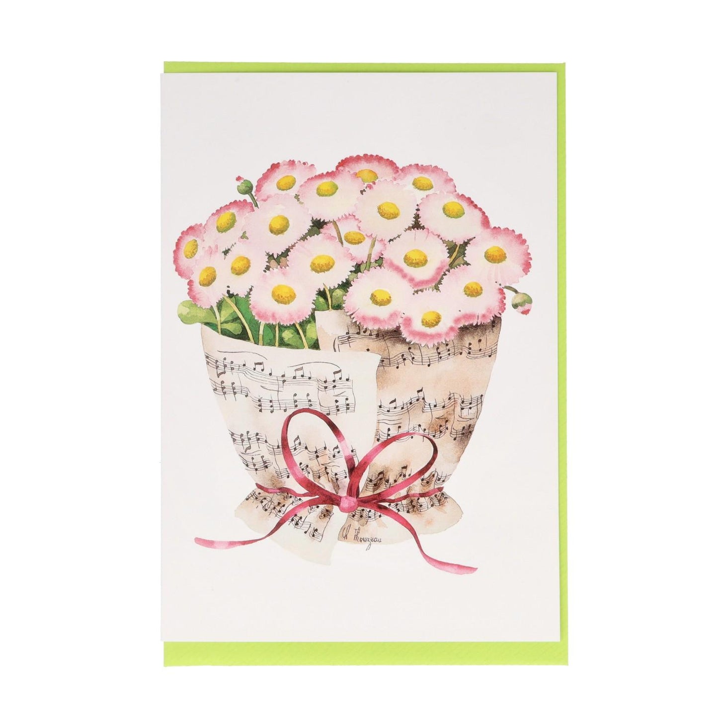 Double card, bouquet of notes, various flowers