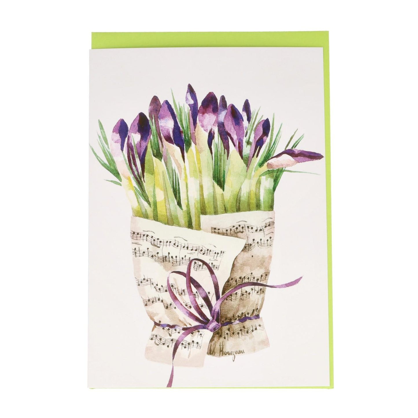 Double card, bouquet of notes, various flowers