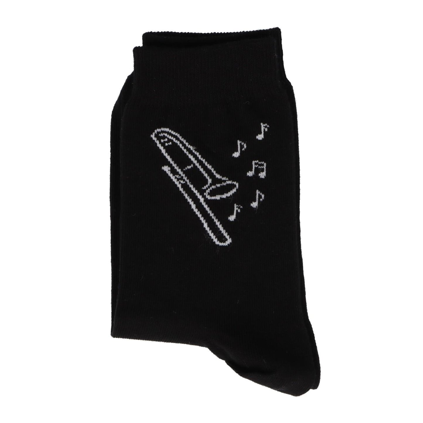 Socken mit eingewebter weißer Posaune, Musik-Socken