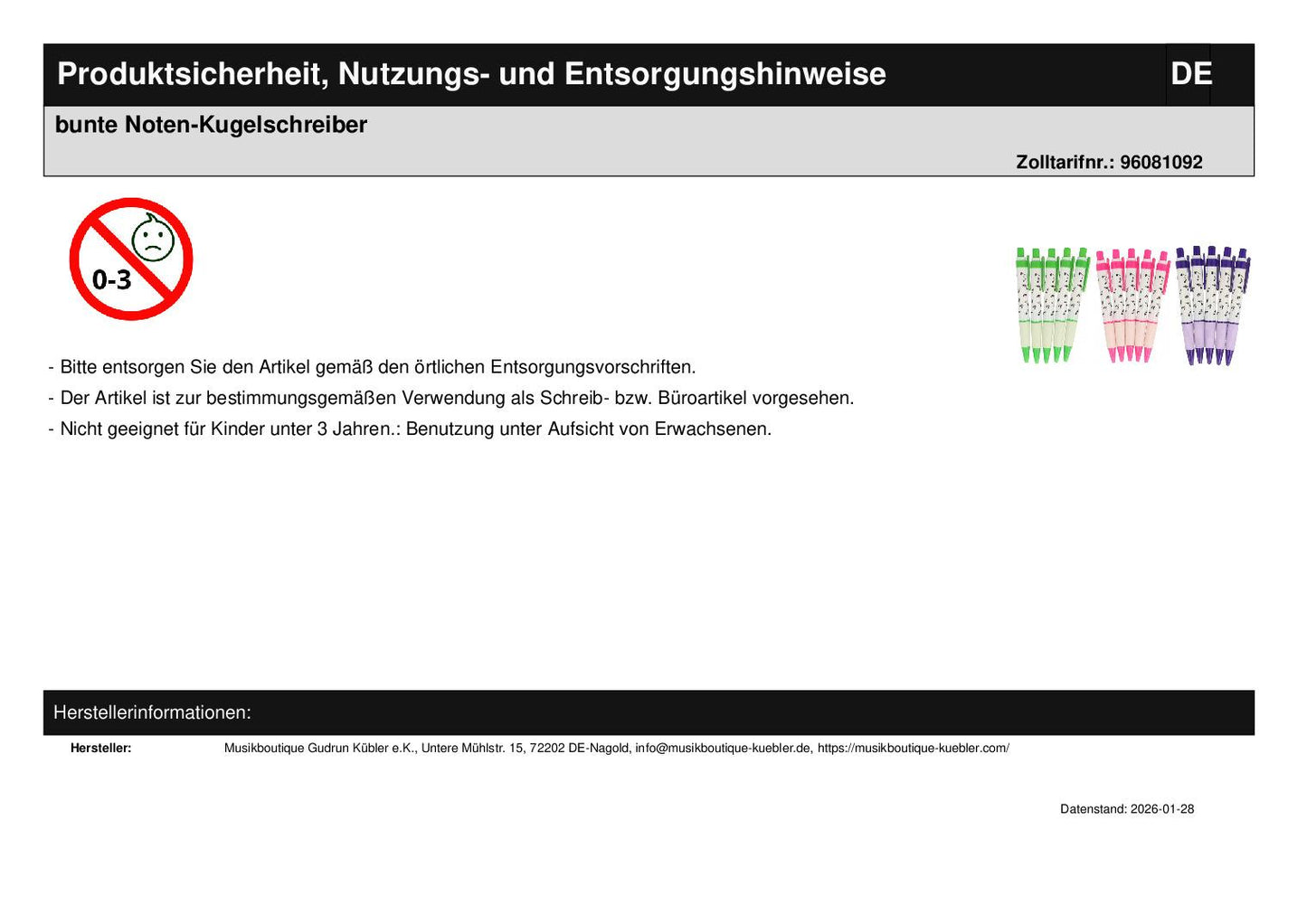 bunte Noten-Kugelschreiber