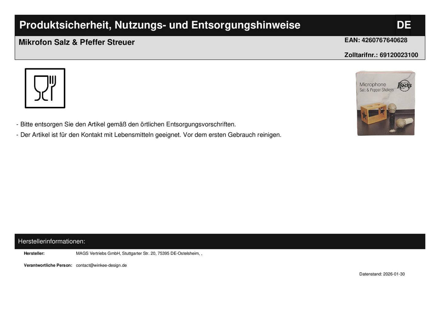 Mikrofon Salz & Pfeffer Streuer