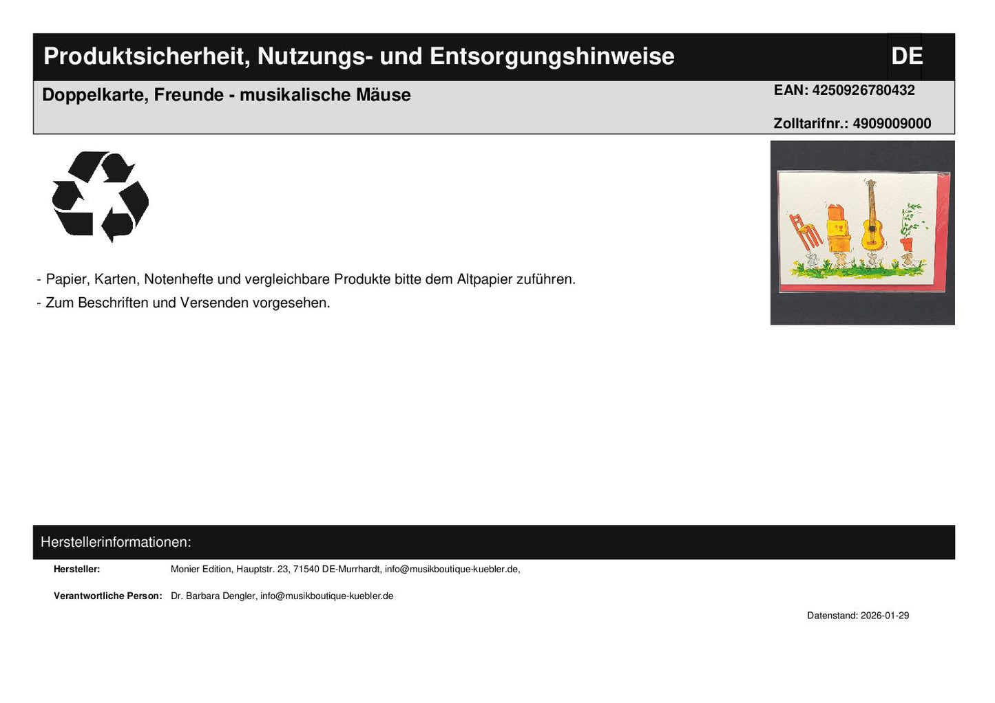 Double card, friends - musical mice