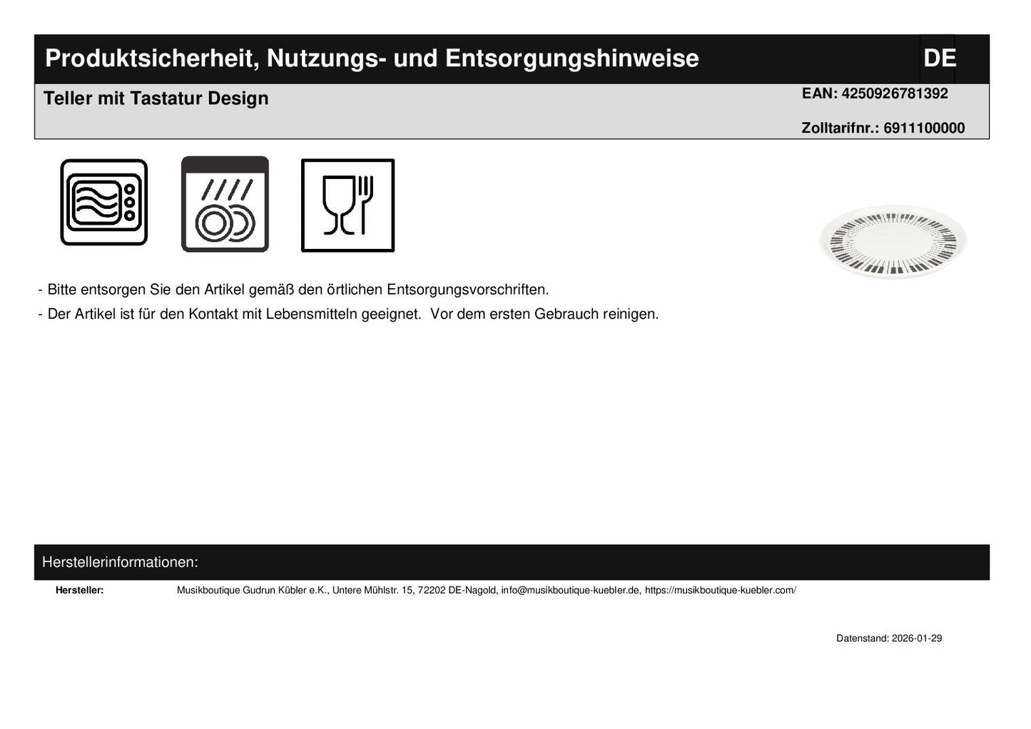 Teller mit Tastatur Design