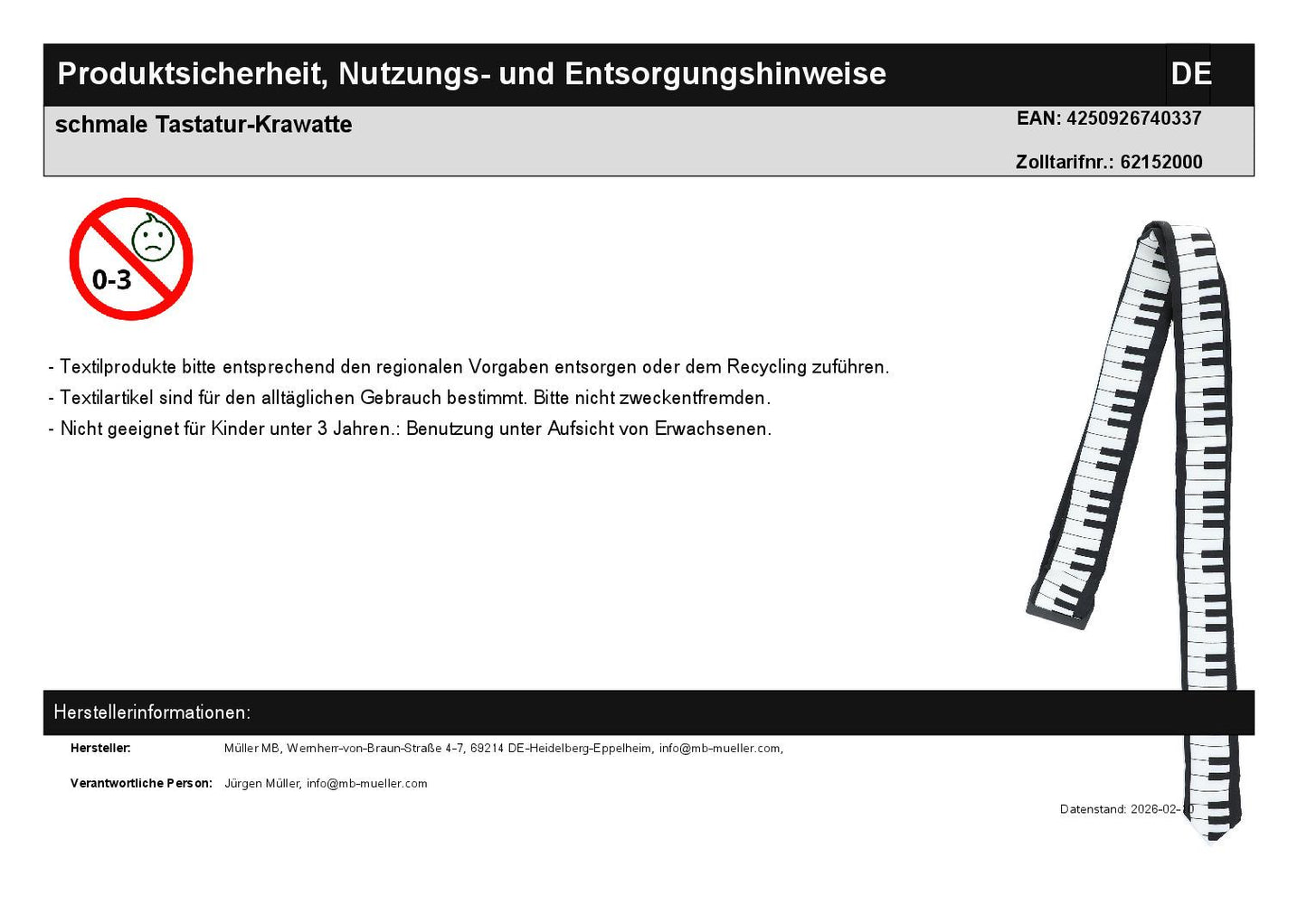 schmale Tastatur-Krawatte