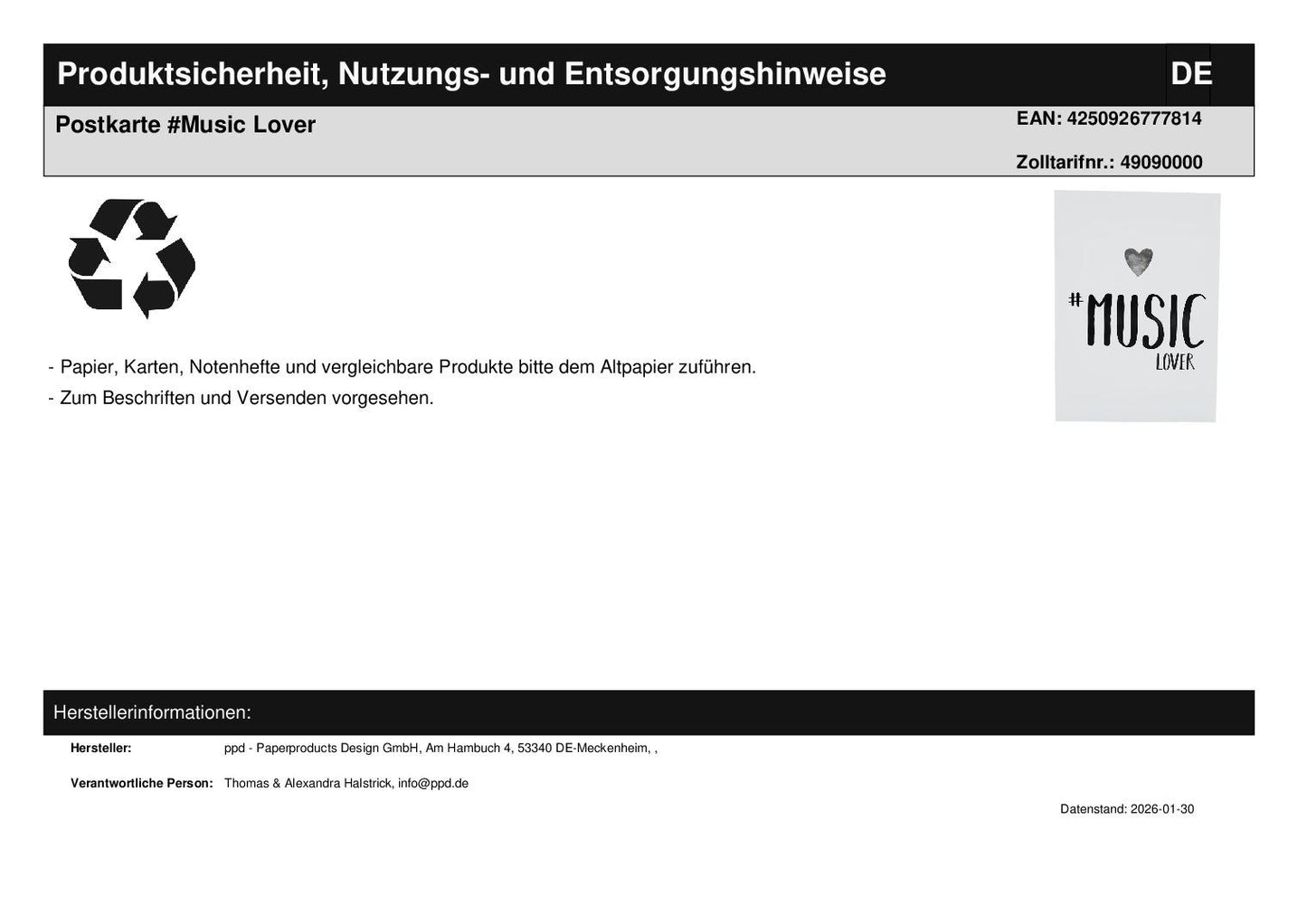 Postcard #Music Lover