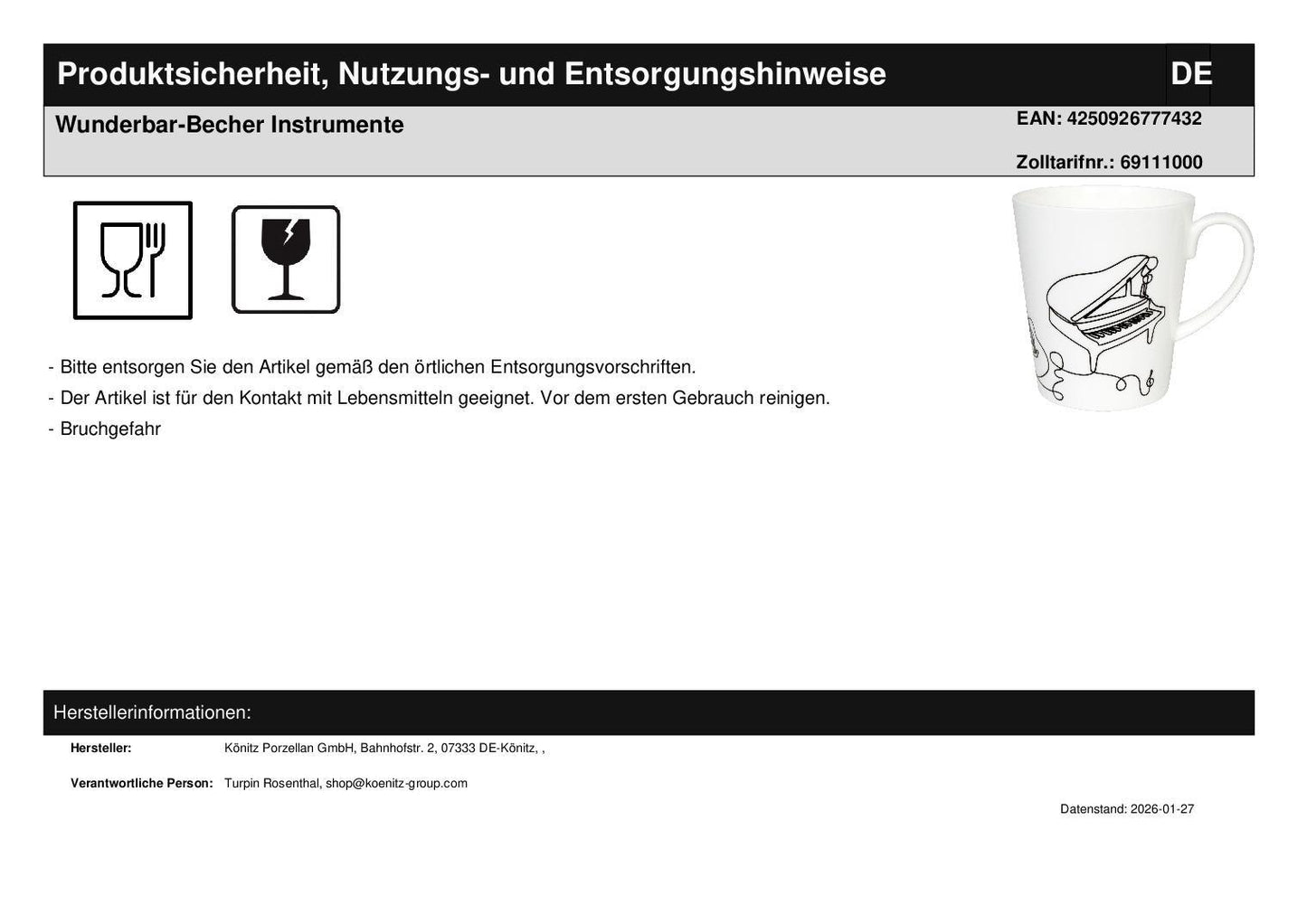 Geschenkset Wunderbar-Becher Instrumente, Servietten Ornaments (Cocktailformat) und Doppelkarte Fröhliche Weihnachten