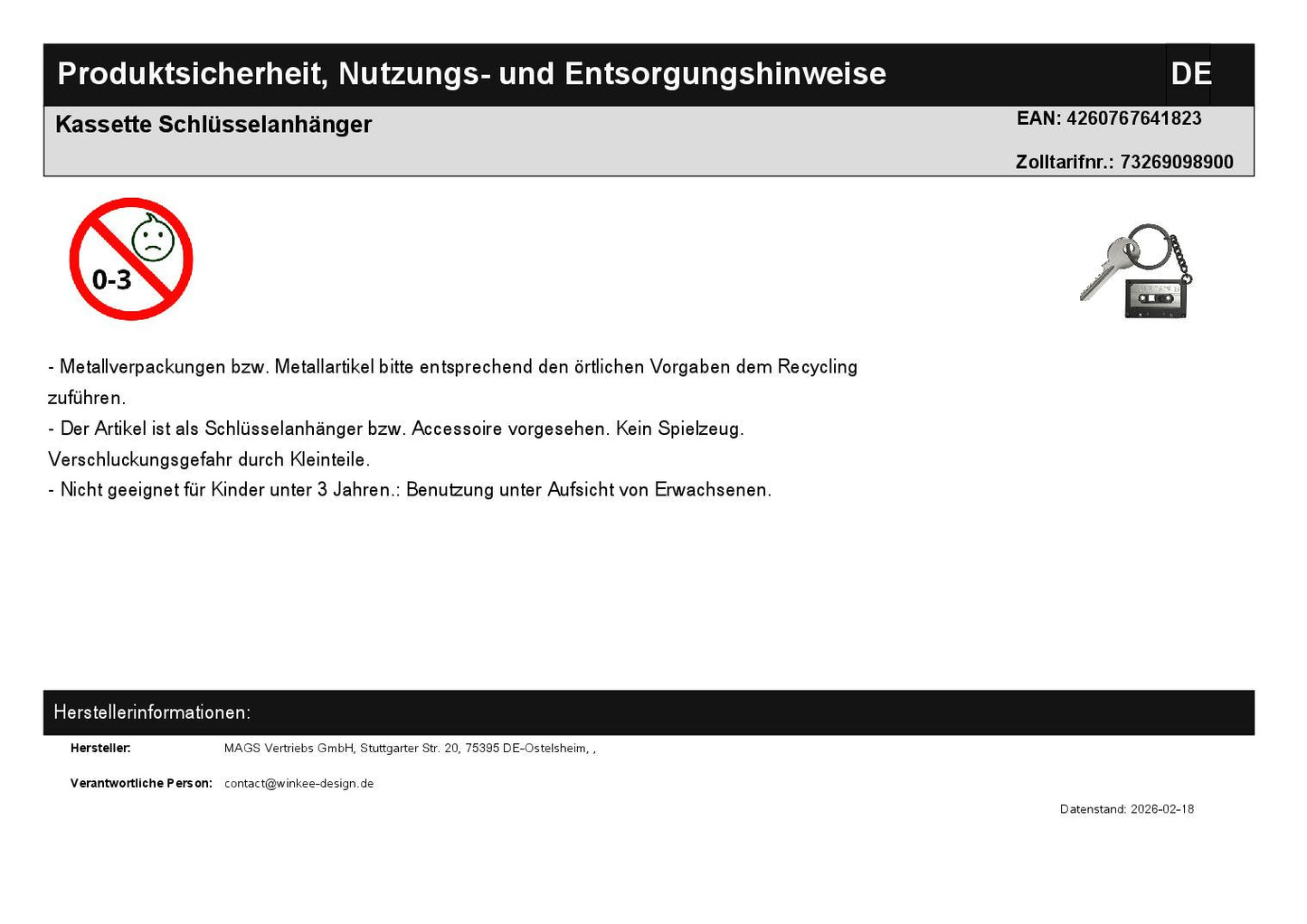 Kassette Schlüsselanhänger