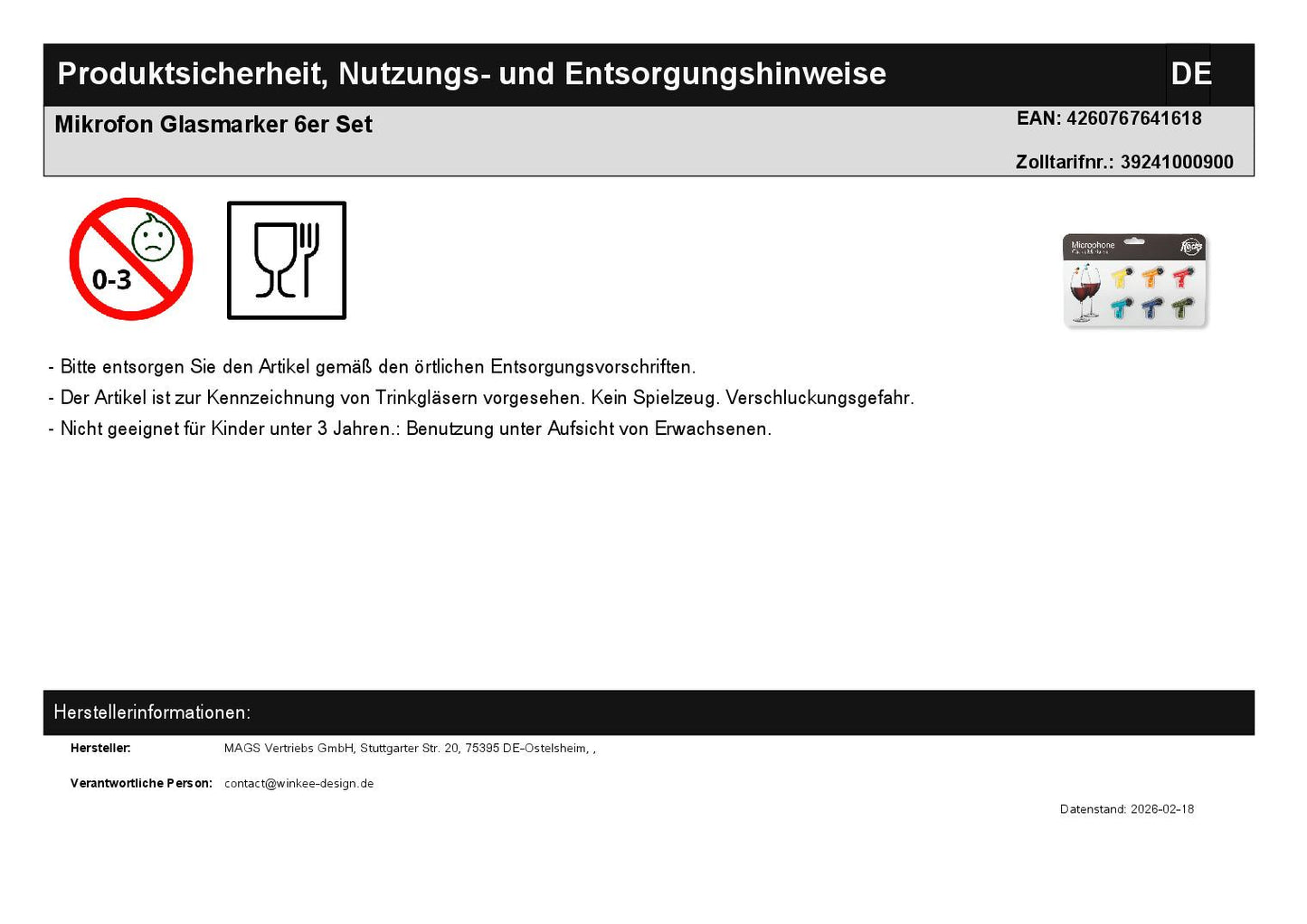 Mikrofon Glasmarker 6er Set