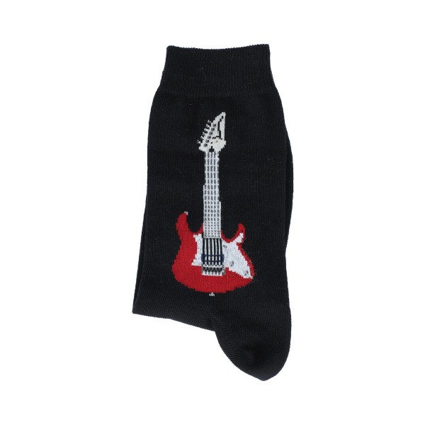 E-Gitarre-Socken, Gitarre in rot-weißem Design, Musik-Socken