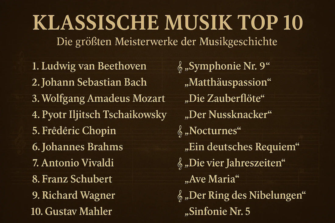 Grafik von top 10 Liste klassische Musik