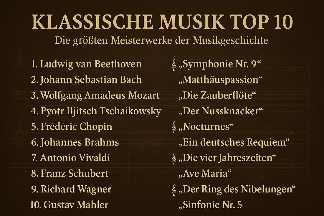 Grafik von top 10 Liste klassische Musik