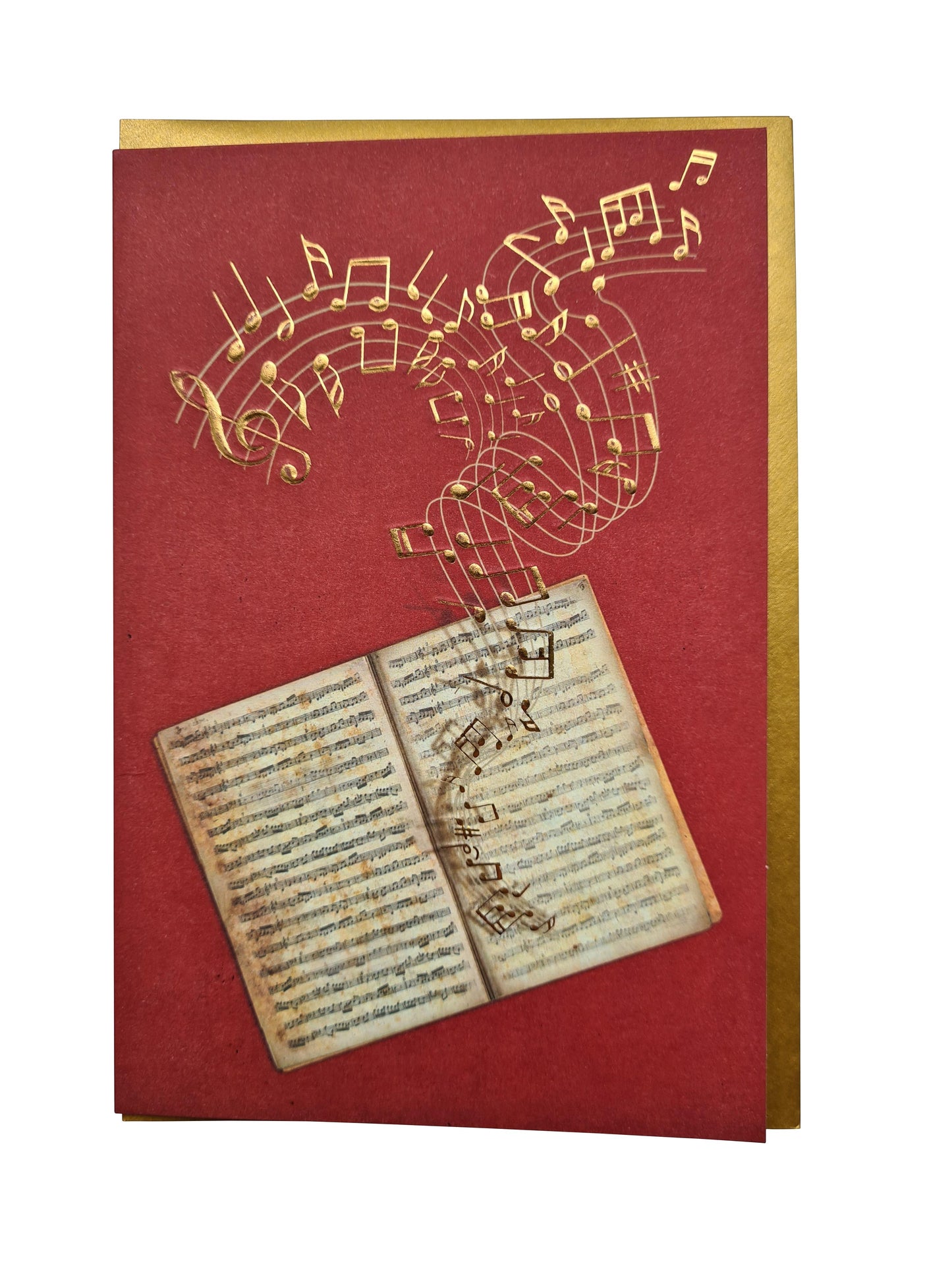 Double card music book with golden music lines