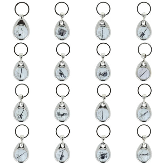Keyring with musical motifs (one-sided), metal case