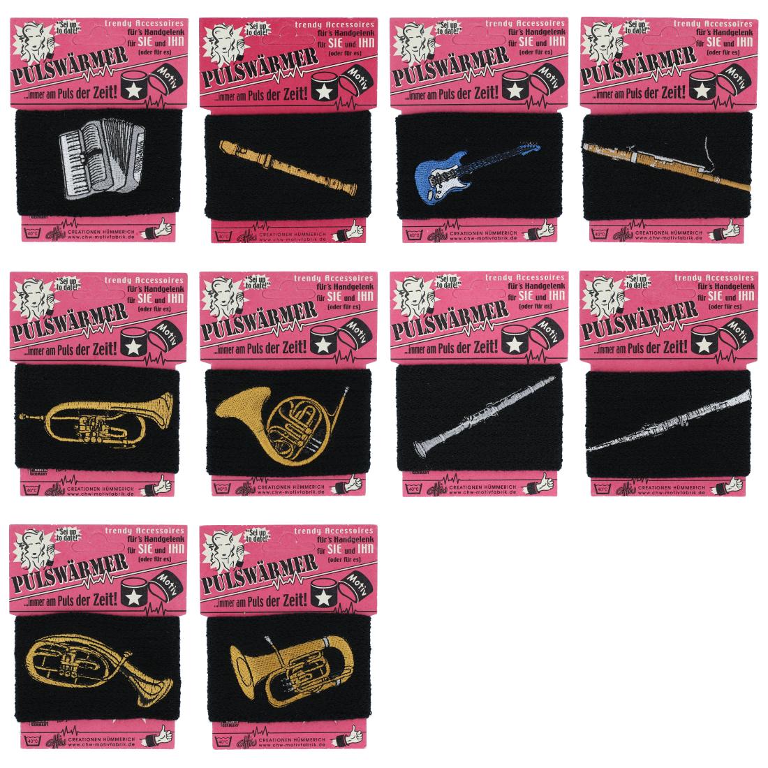 Sweatband with embroidered instruments