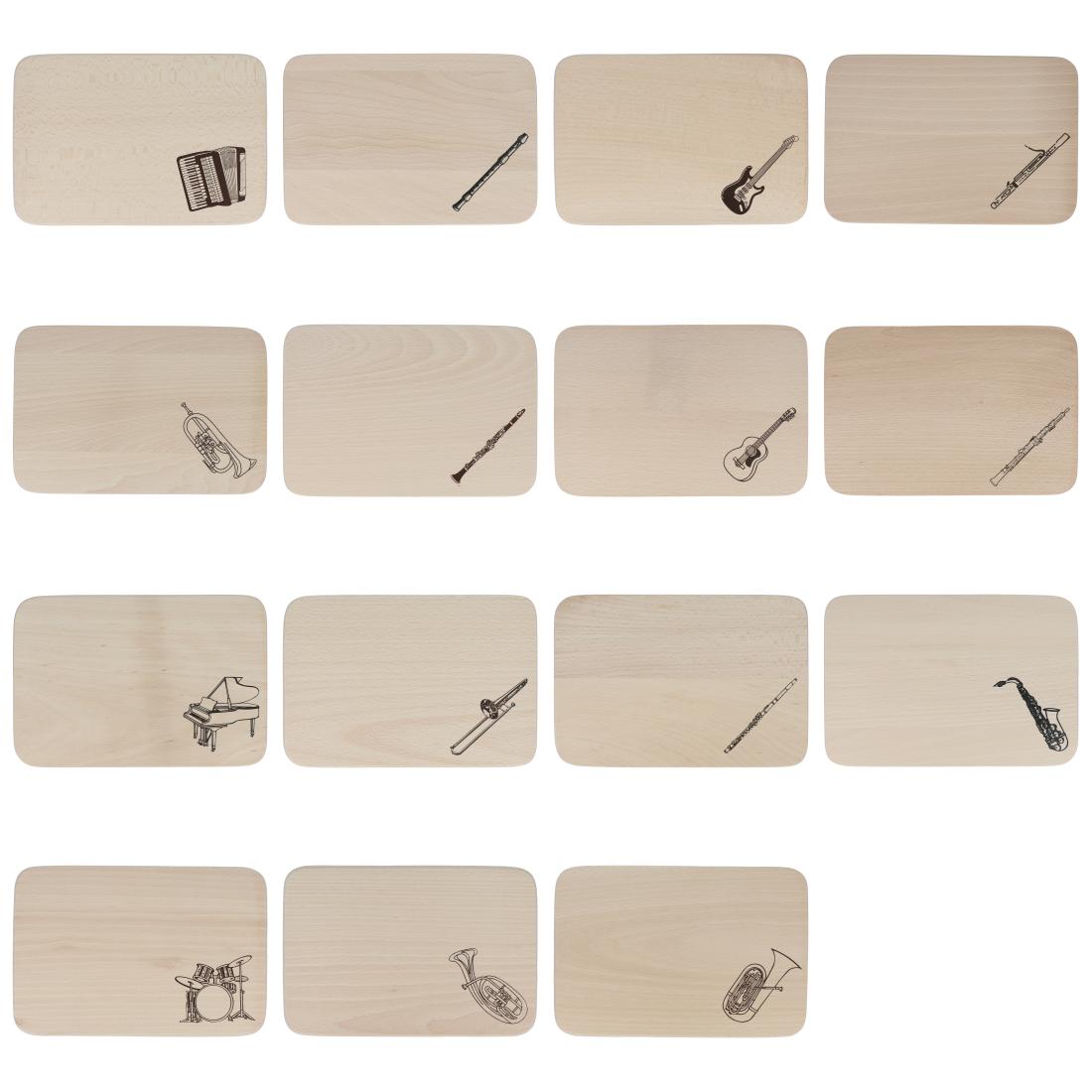 Schneidebrett bedruckt mit Instrumenten
