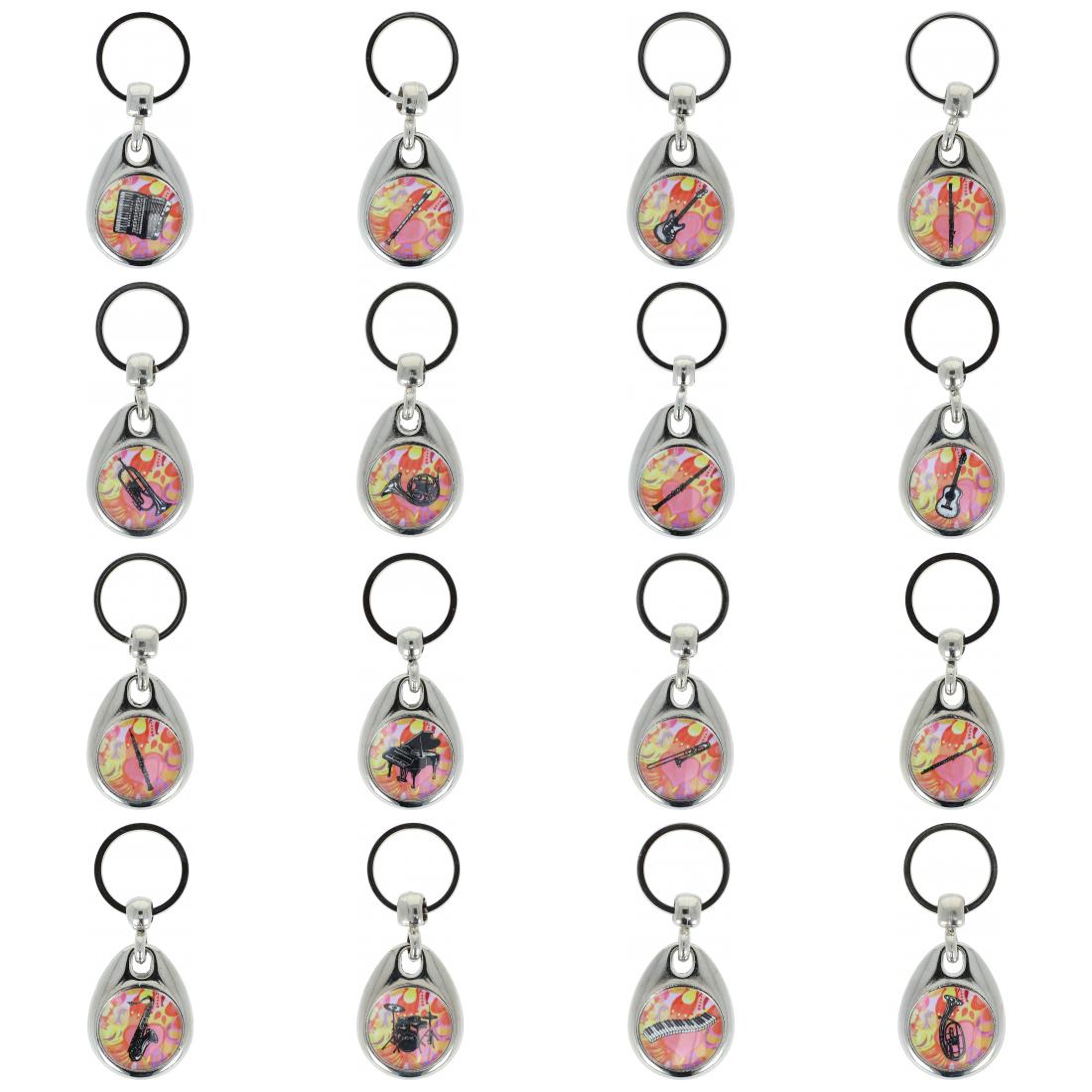 colorful keychains with instruments and musical motifs (one-sided)