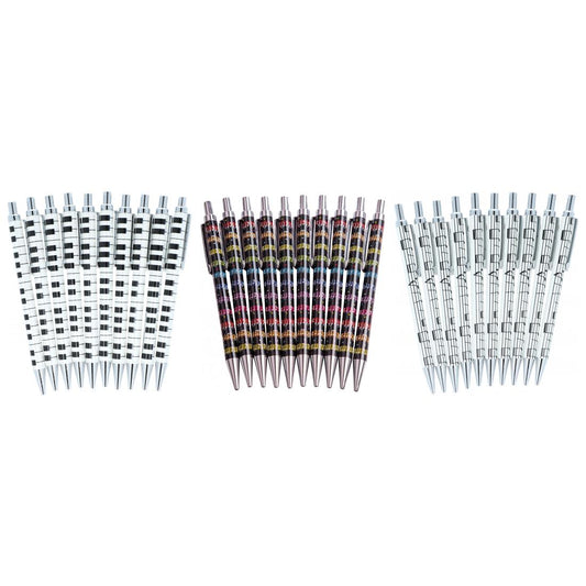 Music-themed ballpoint pen made of metal, keyboard, musical note or note mix