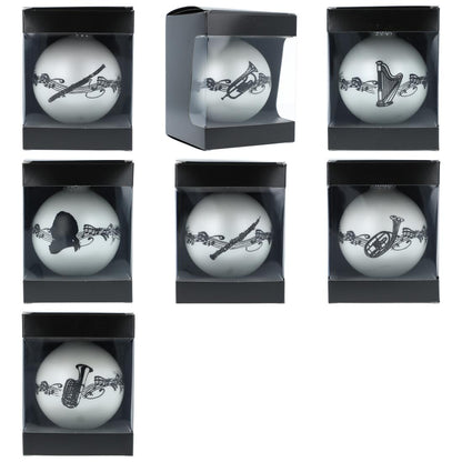 Musik-Motiv-Weihnachtskugeln (einzeln) in der Geschenkbox