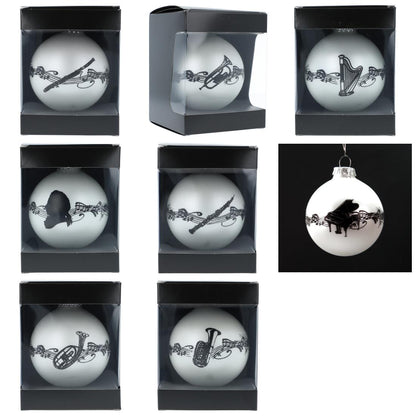 Musik-Motiv-Weihnachtskugeln (einzeln) in der Geschenkbox
