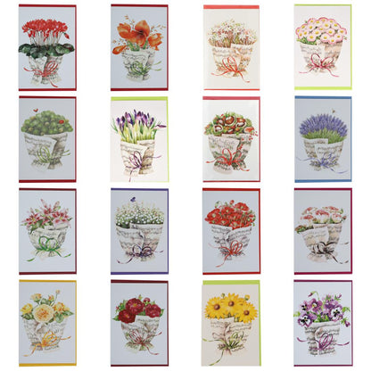 Double card, bouquet of notes, various flowers