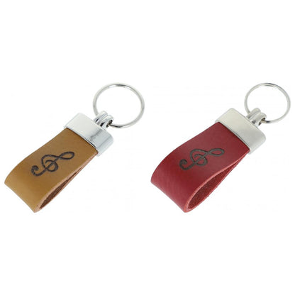Treble clef leather keychain, embossed, various colors