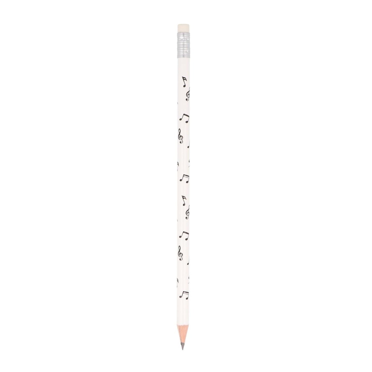 Note mix pencils with eraser, notes, treble clef, bass clef in white or black