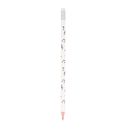 Note mix pencils with eraser, notes, treble clef, bass clef in white or black