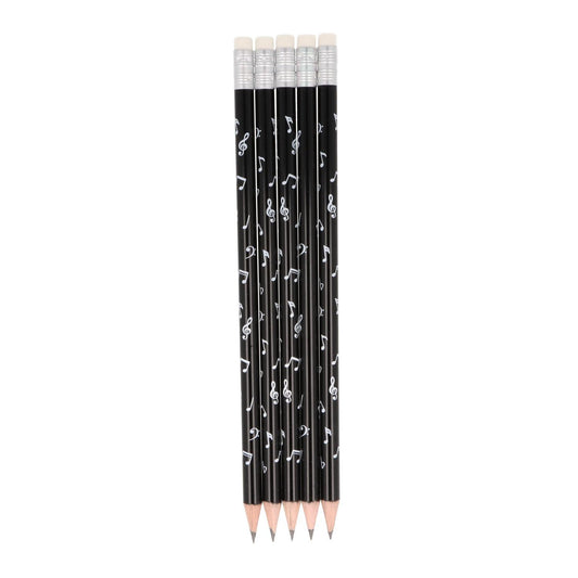 Note mix pencils with eraser, notes, treble clef, bass clef in white or black